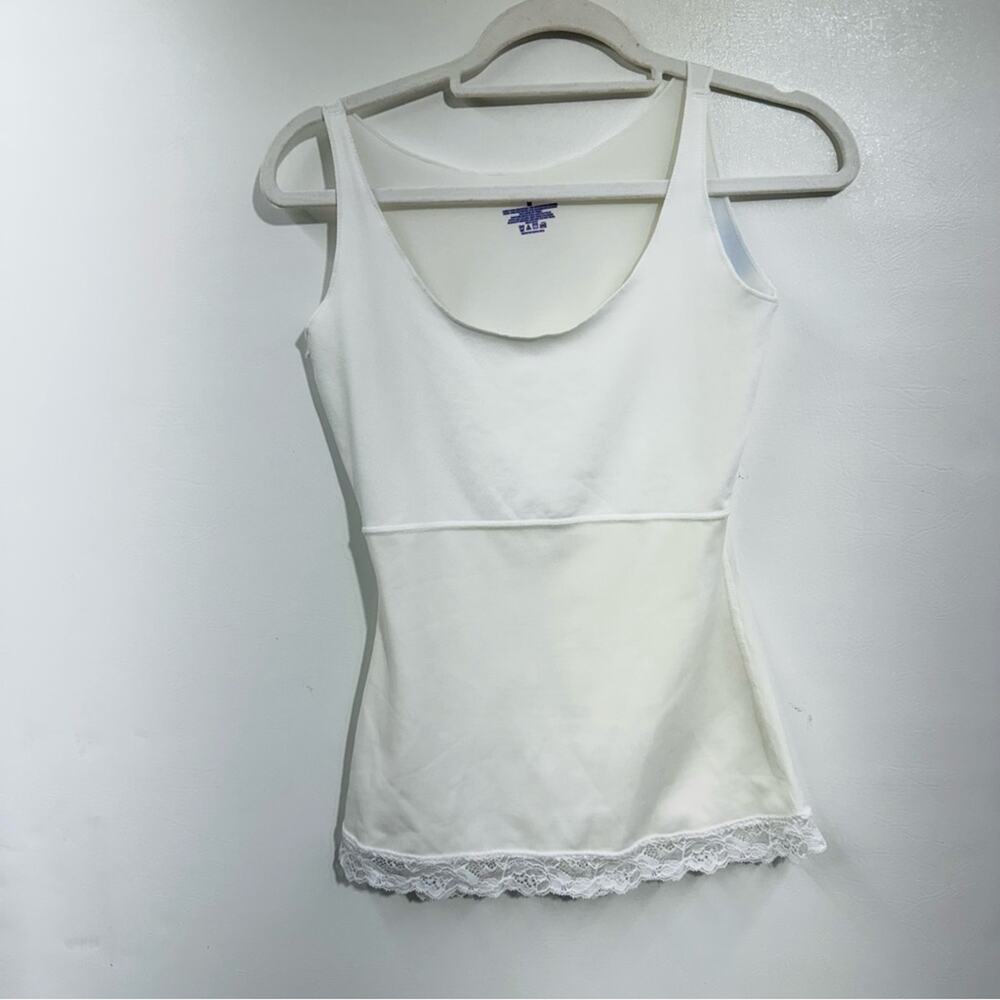 Spanx By Sara‎ Blakely Shaping Cami Tank Top White Lace Trim Shapewear Size M